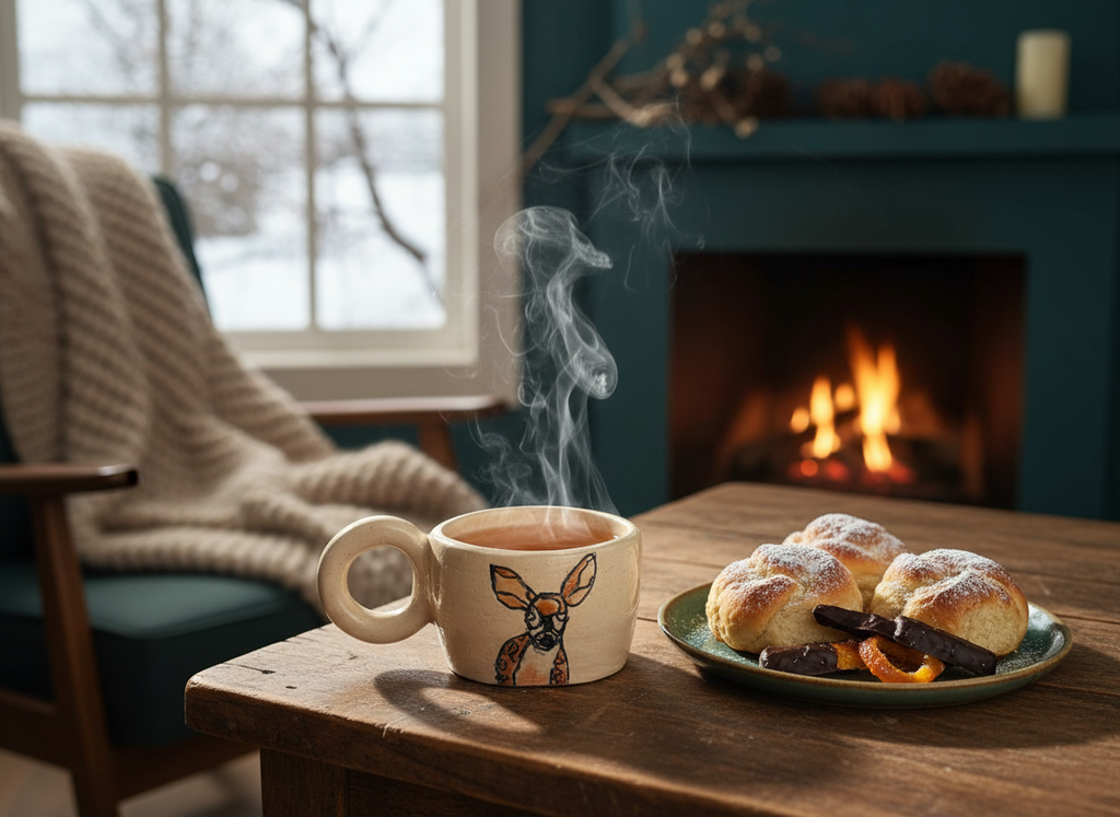 ספל קרמיקה בעבודת יד עם ציור צבי