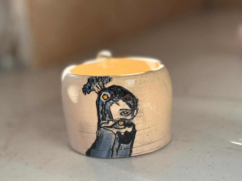 כוס קרמיקה בעבודת יד בעיצוב אומנותי ייחודי